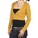Women Knitted V Neck Long Sleeve Cardigan with Buttons in Nice Fitting (12AW-045)