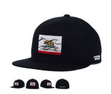 Black Cotton Snapback Hats with Embroidery Woven label Patch Logo