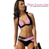 Black Pink Color Block Push up Bikini Swimwear