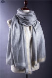 Cashmere Wool Silver Gold Edge Scarf