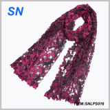 Flower Polyester Lace Scarf with Fringe (SNLPS016)