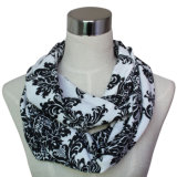 Women Fashion Knitted Polyester Infinity Printed Scarf (YKY1025)