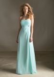 Chiffon with Beaded Brooch Turquoise Blue Bridesmaid Dresses (BD3039)