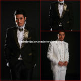 Custom Made Top Quality Black White Gold Suits Formal Groom Tuxedo for 4 Pieces-Coat+Pants+Vest+Necktie M-I-C (5)