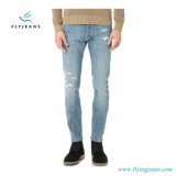 Manufacturer Selling Stonewashed Skinny Denim Men Jeans with Shredded Holes (Pants E. P. 4004)