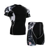 Men Running Cycling Base Layer Bodybuilding Compression Shirt Shorts Basketball Suit