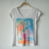 Women's Burn out T-Shirt Top with Digital Print