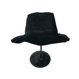 Women Leisure Hat Black Corduroy Bucket Hat with Embroidery Logo