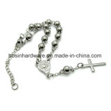 Stainless Steel Cross Charm Rosary Chain Bracelet