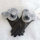 Fashion Sheep Leather Gloves with Rabbit Fur