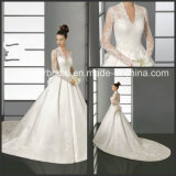 Full Sleeves Kate Wedding Dress V-Neck Lace Sleeves Bridal Wedding Gown W15243