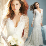 Elegant Lace Full Sleeve Sheath Column Bridal Dress (Wish-17)