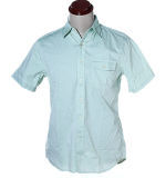 Cotton Stand Collar Short Sleeve Shirt for Men