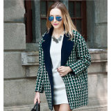 Long Plaid Wool Woolen Cloth Coat for Woman's Clothes