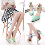 New High-Heeled Shoes Pointed Color Sandals Korean Version Fine with Women's Shoes Buckle Shallow Women's Single Shoes