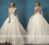 Cap Sleeves Bridal Gown Lace Tulle Wedding Dress Yao8