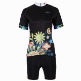 Customized Patterned Black Bicycle Cycling Jersey Suit Quick Dry for Summer Women's Shorts Apparel Set