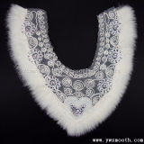 Rhinestone Embroidery Lace with Fur Collar Cotton Fabric Garment Accessories