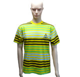 Unisex Striped T-Shirt with Embroidery Logo in Mixed Color