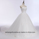 Luxury Flower Lace Long Tail Wedding Dress Princess Strapless Sleeveless