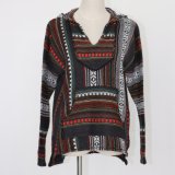 Ladies' Hoodie Sweater Jacket in Heavy Guage with Pockets and Intarsia Design
