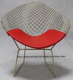 Dining Kd Seat Red PU Cushion Wire Diamond Chair