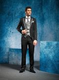 Silver Black Men Suits Dress Wedding Evening Groom Tuxedos M14019