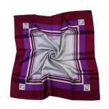 Romantic Purple Pure Silk and Polyester Printed Lady Scarf Square Satin Twill (LS-35)