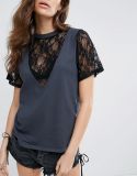 Women's T Shirt with Ravage Lace Detail