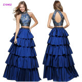 New Fashion Two-Piece A-Line Gown with a Tiered Skirt and a Printed Bodice Evening Dress