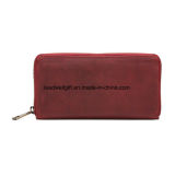 Red Ladies Leather Zip-Around Wallet Leather Purse