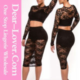 Black Lace Skirt Set with Lining