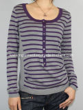 Women Knitted Round Neck Fashion Clothes with Buttons (12AW-257)