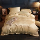 Luxury 4-Piece Satin/Sateen Silky Bed Sheet Set Bedding Collection Duvet Cover Sets Flat Sheet Set