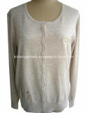 Women 70%Polyester 30%Nylon Cardigan Sweater with Buttons (12-003)
