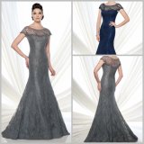 Grey Blue Lace Formal Gown Beads Mother Wedding Evening Dress M21510