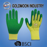 10g 2 Threads Yellow Liner Green Latex Safety Work Glove