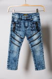 Wholesale Middle Blue Applique Short Jeans for Girl