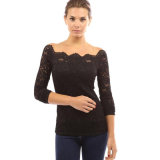 2017 Women Sexy Shoulder Neck Blouses Lace Shirts Hollow out Lace Long Sleeve Blouse Tops