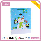 Coated Paper Christmas Snowman and Penguin Designs Paper Bag.
