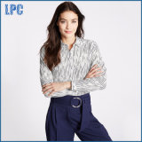 Cotton Silk Striped Long Sleeve Shirt for Women