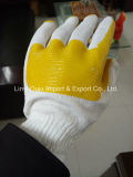 Cotton Knitted Rubber Laminated Palm Work Gloves with Ce