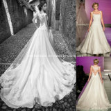 Sheer Neck Ball Gowns Lace Applique Tulle Wedding Dresses Z9030
