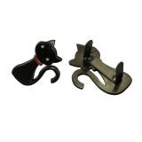 Custom Bag Accessories Black Cat Shaped Metal Tag Metal Plate