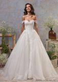 Amelie Rocky off Shoulder Ball Gown Wedding Dresses with Detachable Train