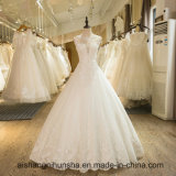 High Quality Wedding Dress with Floral Lace Appliques Low Back