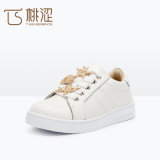 Fashion Childrens Cute Hook Loop Causal Lace up Sneakers Shoes White