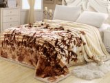 Warm Soft Flower Printing Double Layer Thick Polyester Raschel Blanket