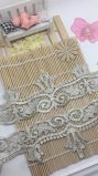 New Design 9.5cm Width Stock Wholesale Silver Thread Embroidery Water Soluable Lace for Garments & Home Textiles & Curtain Accessory