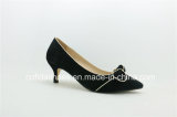 Fashion Low Heel Leather Ladies Shoes with Graceful Bow
